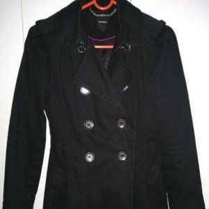 Express Women's Black Pea Coat Jacket Small Double Breasted